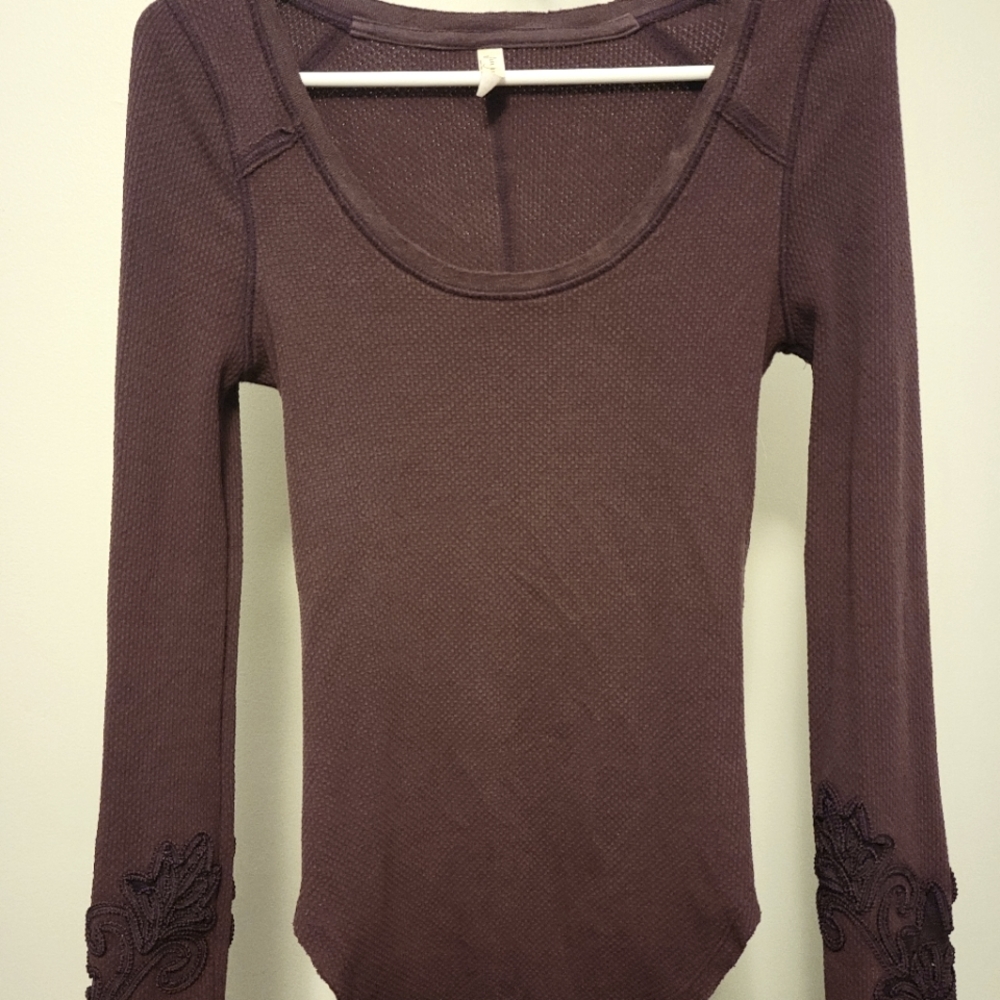 Free People Thermal Decorative Sleeve Top